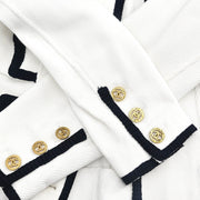 Chanel Single Breasted Collarless Jacket White #44 171669