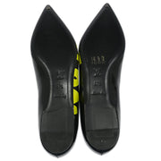 Louis Vuitton * Pumps Shoes Black Leather MA1028 #37 1/2 173441