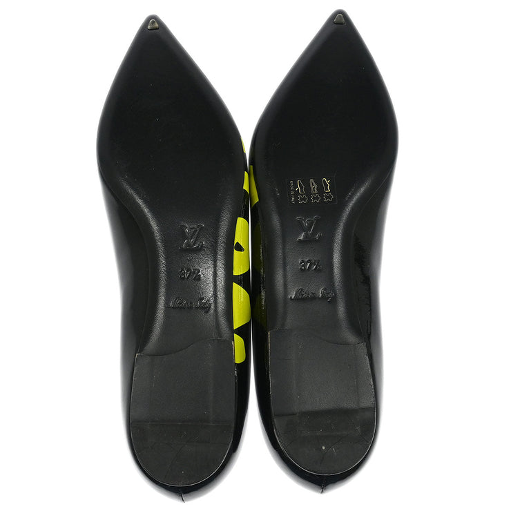 Louis Vuitton * Pumps Shoes Black Leather MA1028 #37 1/2 173441