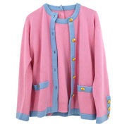Chanel Ensemble Cardigan Short Sleeve Top Pink #40 #36 175712
