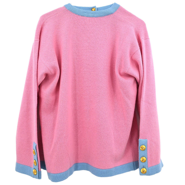Chanel Ensemble Cardigan Short Sleeve Top Pink #40 #36 175712