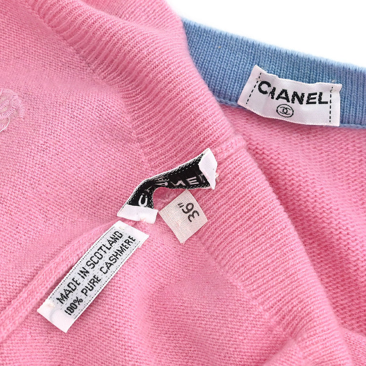 Chanel Ensemble Cardigan Short Sleeve Top Pink #40 #36 175712