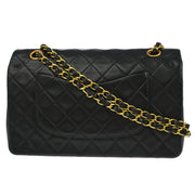 Chanel Black Lambskin Medium Classic Double Flap Shoulder Bag 176304