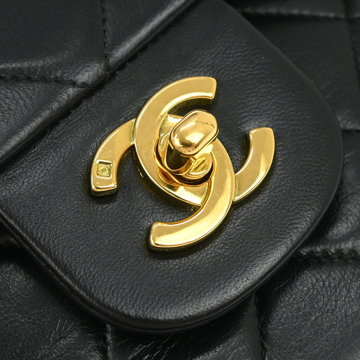 Chanel Black Lambskin Medium Classic Double Flap Shoulder Bag 176304