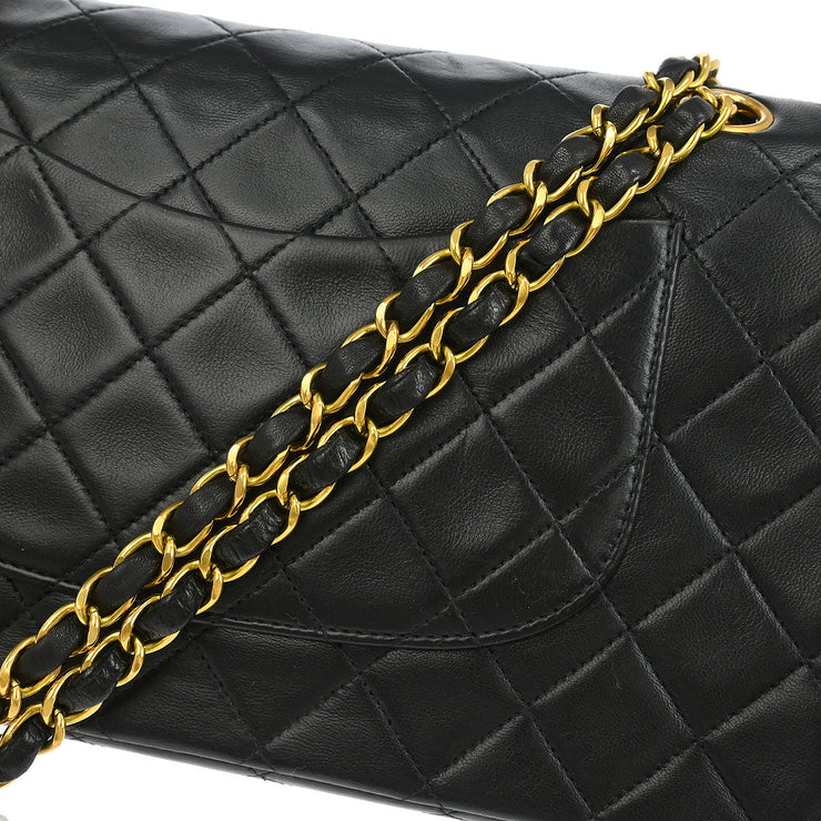 Chanel Black Lambskin Medium Classic Double Flap Shoulder Bag 176304