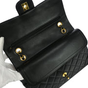 Chanel Black Lambskin Medium Classic Double Flap Shoulder Bag 176304