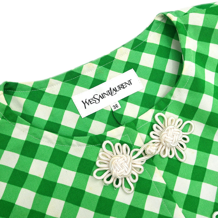 Yves Saint Laurent Single Breasted Collarless Jacket Green HZ295-675 #36 176529