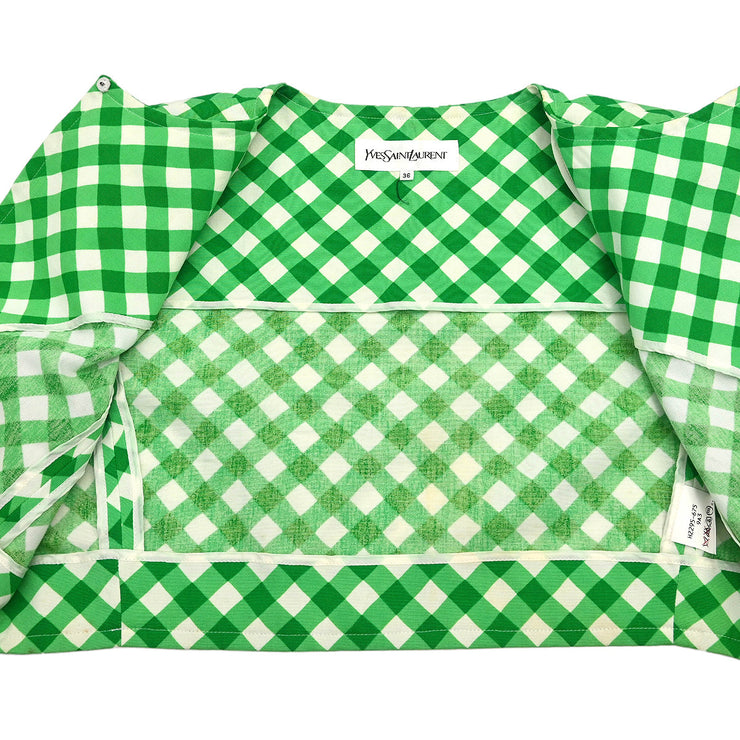 Yves Saint Laurent Single Breasted Collarless Jacket Green HZ295-675 #36 176529