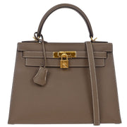 Hermes Etoupe Epsom Kelly 28 Sellier 2way Handbag CHA882FD 176687