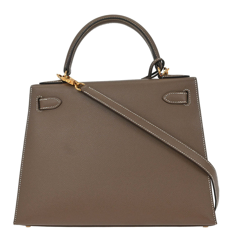 Hermes Etoupe Epsom Kelly 28 Sellier 2way Handbag CHA882FD 176687