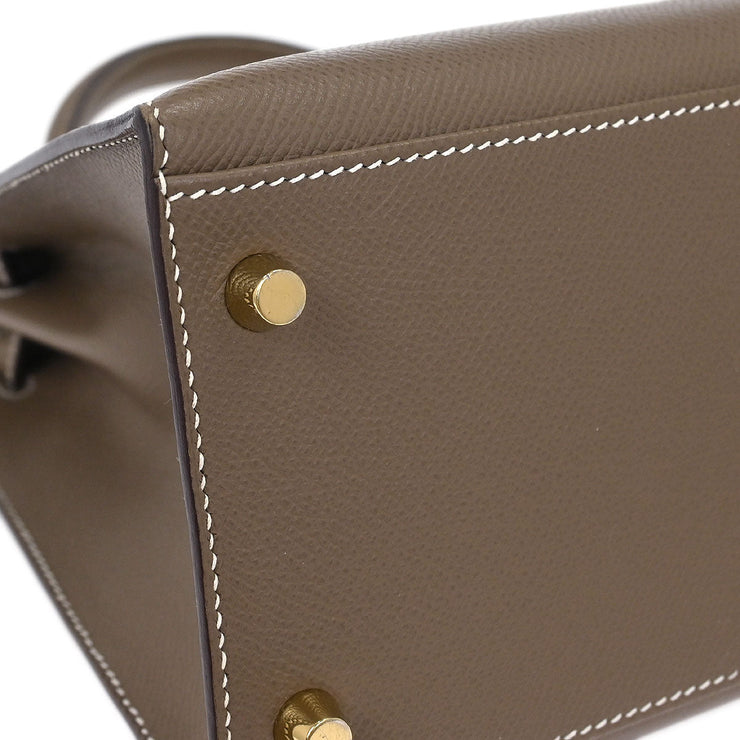 Hermes Etoupe Epsom Kelly 28 Sellier 2way Handbag CHA882FD 176687