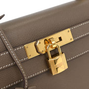 Hermes Etoupe Epsom Kelly 28 Sellier 2way Handbag CHA882FD 176687