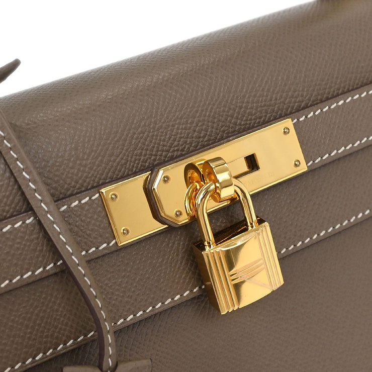 Hermes Etoupe Epsom Kelly 28 Sellier 2way Handbag CHA882FD 176687