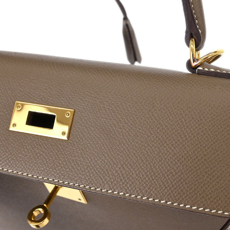 Hermes Etoupe Epsom Kelly 28 Sellier 2way Handbag CHA882FD 176687