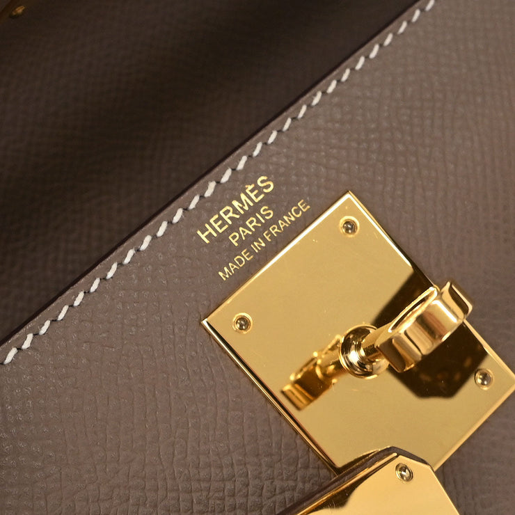 Hermes Etoupe Epsom Kelly 28 Sellier 2way Handbag CHA882FD 176687