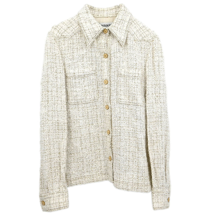 Chanel Single Breasted Jacket White 01P #42 176713