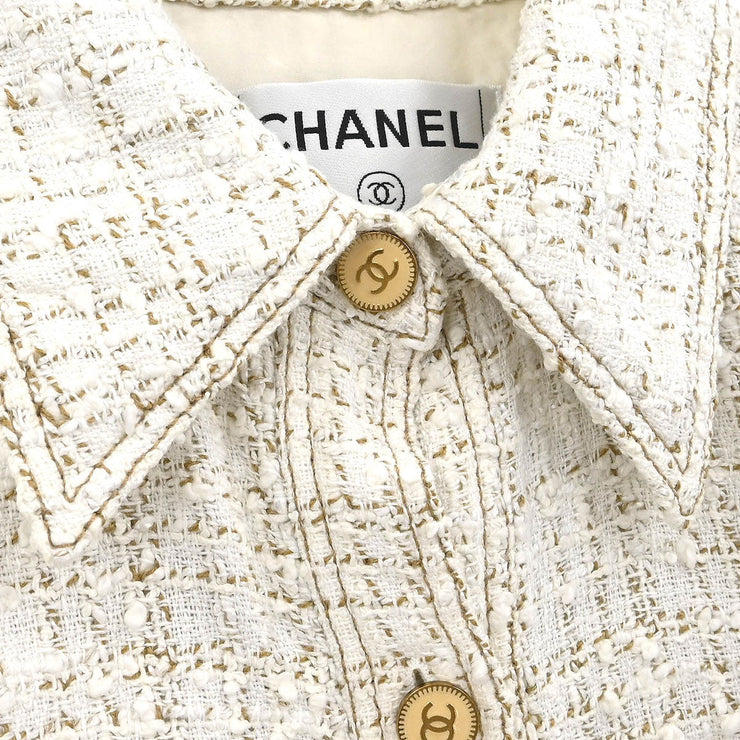 Chanel Single Breasted Jacket White 01P #42 176713