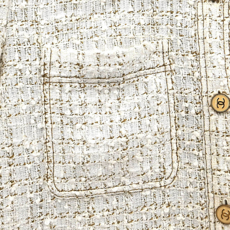Chanel Single Breasted Jacket White 01P #42 176713