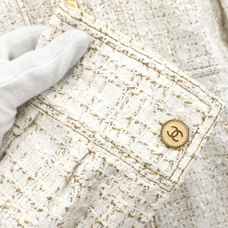 Chanel Single Breasted Jacket White 01P #42 176713