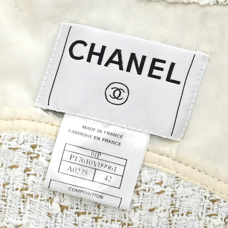 Chanel Single Breasted Jacket White 01P #42 176713