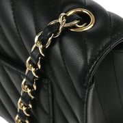 Chanel Black Lambskin Chevron Single Flap Shoulder Bag 177006