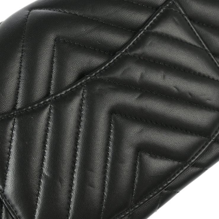 Chanel Black Lambskin Chevron Single Flap Shoulder Bag 177006