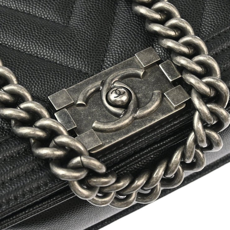 Boy Chanel Black Calfskin Chevron Small Chain Shoulder Bag 177017