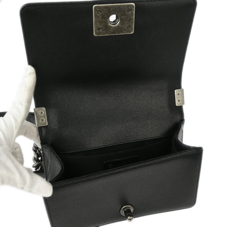 Boy Chanel Black Calfskin Chevron Small Chain Shoulder Bag 177017