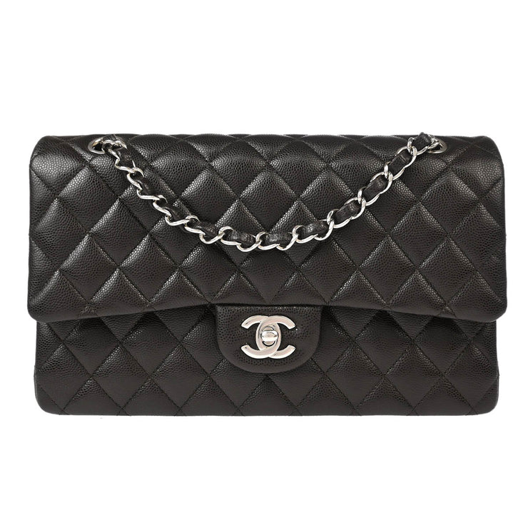 Chanel Brown Calfskin Medium Classic Double Flap Shoulder Bag 177028