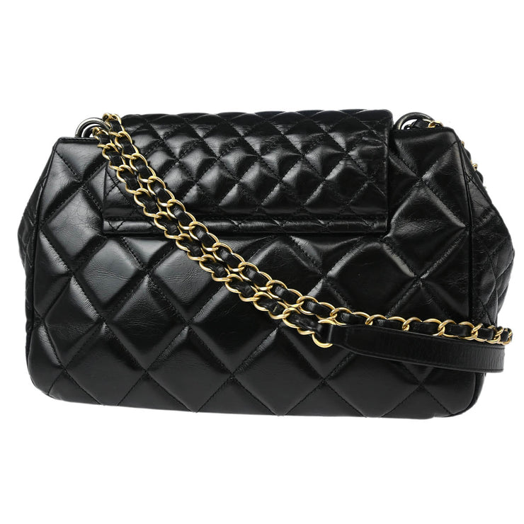 Chanel Black Calfskin Daily Walk Accordion Flap Bag 177084