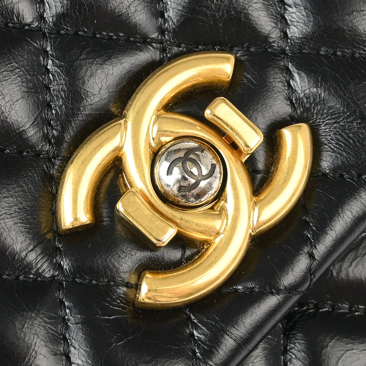 Chanel Black Calfskin Daily Walk Accordion Flap Bag 177084