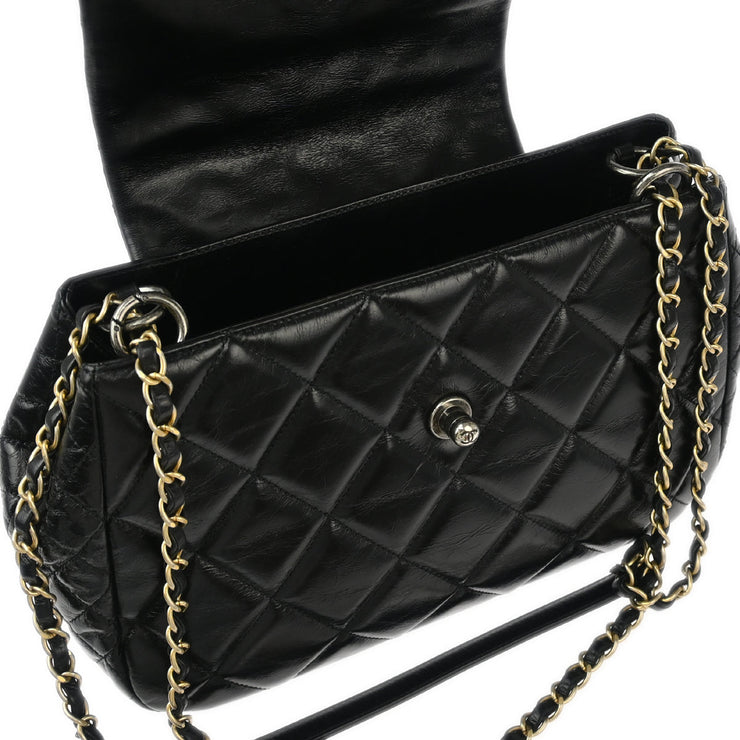 Chanel Black Calfskin Daily Walk Accordion Flap Bag 177084