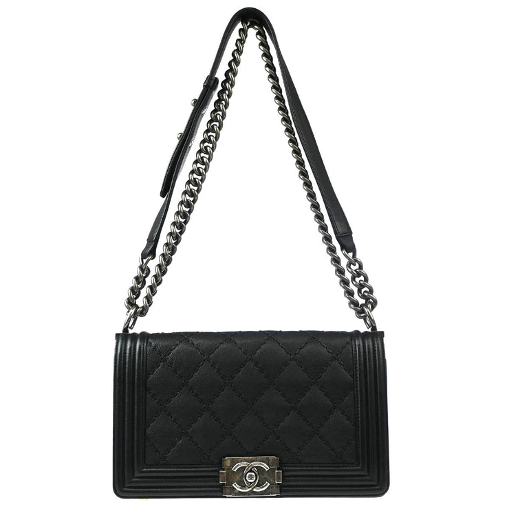Boy Chanel Black Calfskin Medium Shoulder Bag 177089