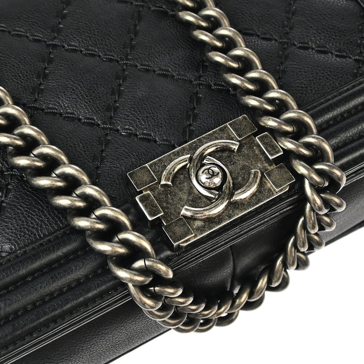 Boy Chanel Black Calfskin Medium Shoulder Bag 177089