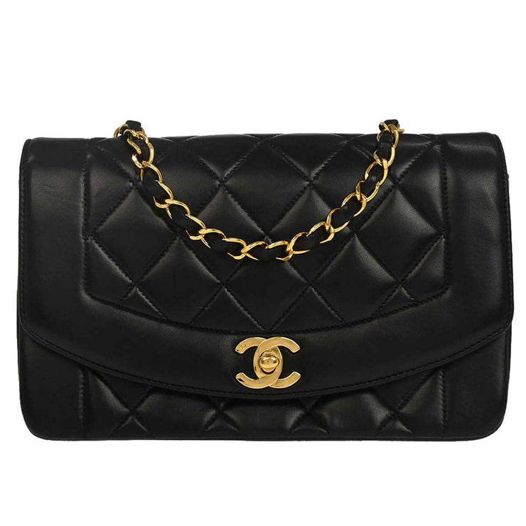 Chanel Black Lambskin Small Diana Shoulder Bag 177180