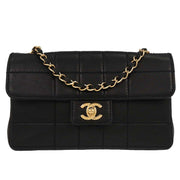 Chanel Black Calfskin Wild Stitch Choco Bar Single Flap Shoulder Bag 177181