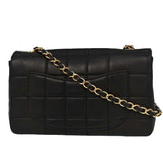 Chanel Black Calfskin Wild Stitch Choco Bar Single Flap Shoulder Bag 177181