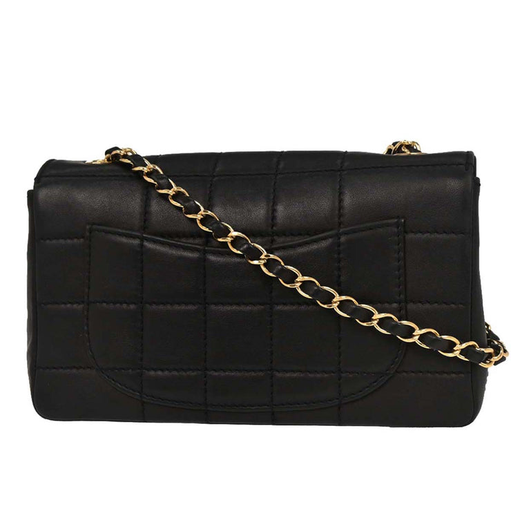 Chanel Black Calfskin Wild Stitch Choco Bar Single Flap Shoulder Bag 177181