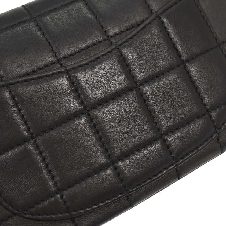 Chanel Black Calfskin Wild Stitch Choco Bar Single Flap Shoulder Bag 177181