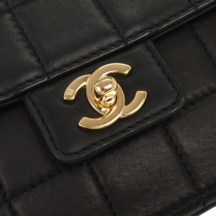 Chanel Black Calfskin Wild Stitch Choco Bar Single Flap Shoulder Bag 177181