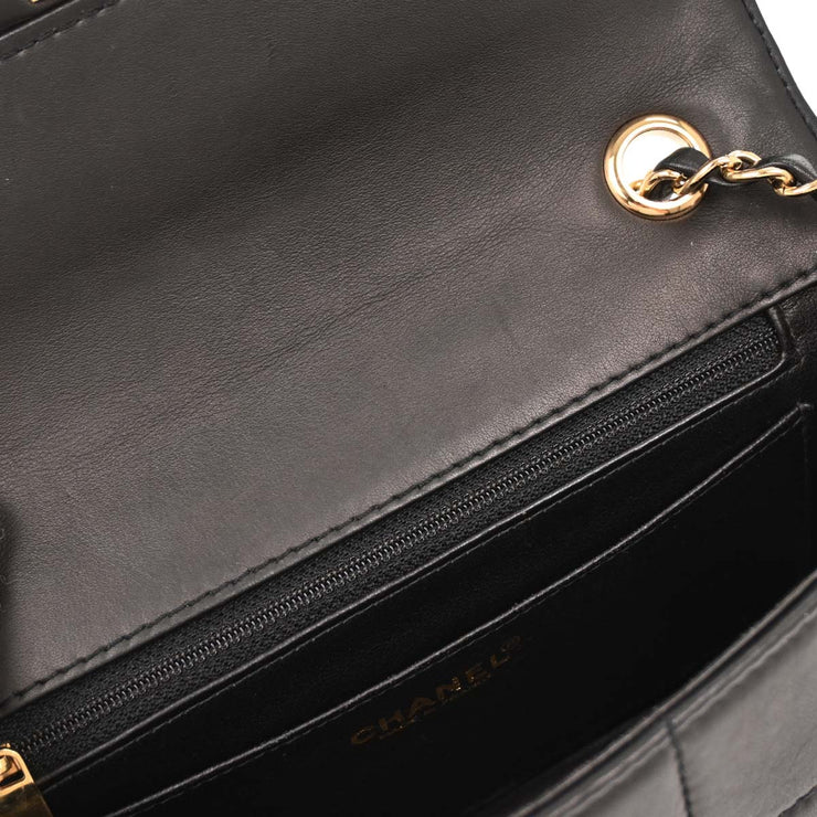 Chanel Black Calfskin Wild Stitch Choco Bar Single Flap Shoulder Bag 177181