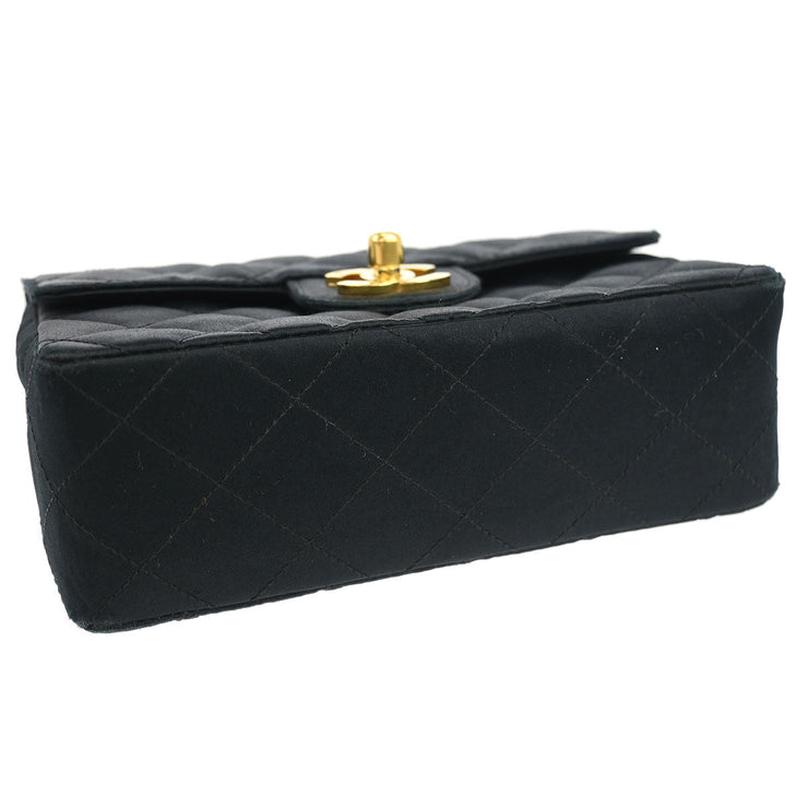 Chanel Black Satin Mini Classic Square Flap Shoulder Bag 17 177208