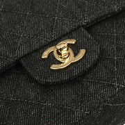 Chanel Black Denim Medium Classic Double Flap Shoulder Bag 177257