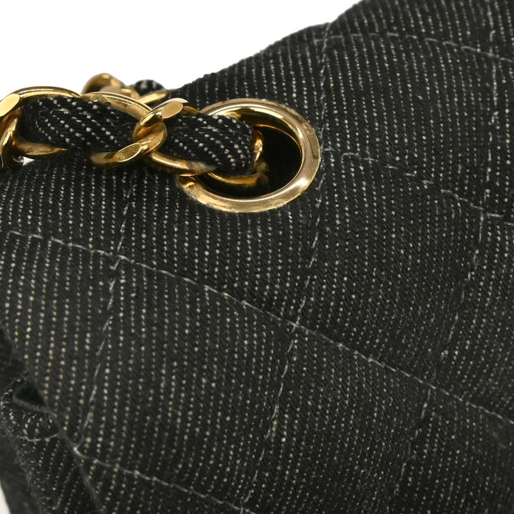 Chanel Black Denim Medium Classic Double Flap Shoulder Bag 177257