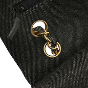 Chanel Black Denim Medium Classic Double Flap Shoulder Bag 177257