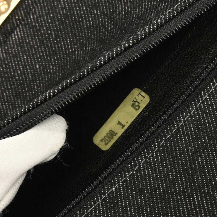 Chanel Black Denim Medium Classic Double Flap Shoulder Bag 177257