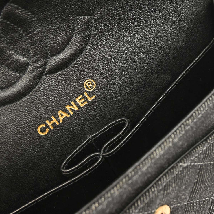 Chanel Black Denim Medium Classic Double Flap Shoulder Bag 177257