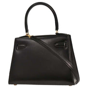 Hermes Black Box Calf Mini Kelly 20 2way Sellier Handbag 177268
