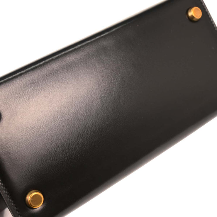 Hermes Black Box Calf Mini Kelly 20 2way Sellier Handbag 177268