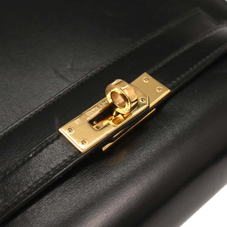 Hermes Black Box Calf Mini Kelly 20 2way Sellier Handbag 177268